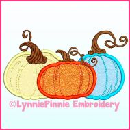 Classic Pumpkins Applique Machine Embroidery Design File 4x4 5x7 6x10
