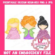 PRINTABLE Design Witch Sisters Trio 1 (NOT an embroidery file)
