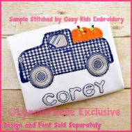 Crafty Applique Pumpkin Truck Machine Embroidery Design File 4x4 5x7 6x10