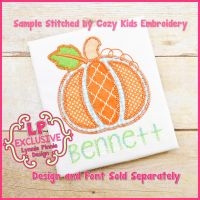 Crafty Stitch Pumpkin Applique 2 Machine Embroidery Design File 4x4 5x7 6x10