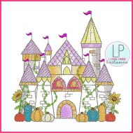 Fall Watercolor Castle Scribble Machine Embroidery Design 5 sizes 4x4 5x7 6x10 7x11