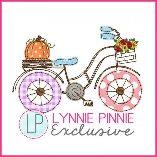 Fall Bicycle Fabric Pop Applique Machine Embroidery Design File 5x7 6x10