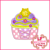 Princess Cupcake 7 Applique Design 4x4 5x7 6x10