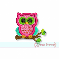 Small Owl on Branch Applique 4x4