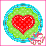 Scallop Circle Heart Applique 4x4 5x7 6x10 7x11