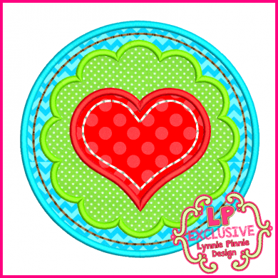 Scallop Circle Heart Applique 4x4 5x7 6x10 7x11