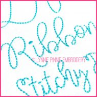 Ribbon Stitchy Hand Stitch Style Font Uppercase & Lowercase Font DIGITAL Embroidery Machine File -- 5 sizes + Native BX Embroidery Font Scalable