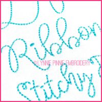 Ribbon Stitchy Hand Stitch Style Font Uppercase & Lowercase Font DIGITAL Embroidery Machine File -- 5 sizes + Native BX Embroidery Font Scalable