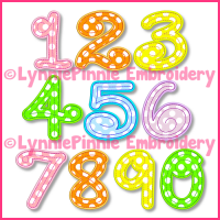 Stitchy Swirl Applique Embroidery Number SET -- 4 sizes + BX -- Perfect Girly Birthday Numbers!