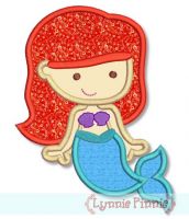 Cutie Princess as Little Mermaid Applique 4x4 5x7 6x10