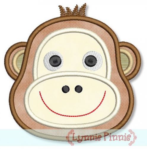 Boy Monkey Face Applique 4x4 5x7 6x10