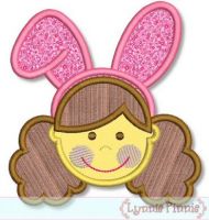 Bunny Ears Girl with Curly Hair 4x4 5x7 6x10
