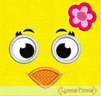 Girly Little Chick Face Applique 4x4 5x7 6x10