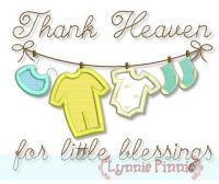 Thank Heaven for Little Blessings Clothesline Applique 4x4 5x7 6x10