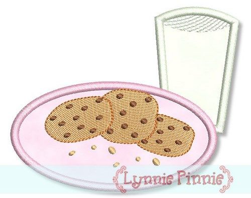 Milk & Cookie Plate Applique 4x4 5x7 7x5