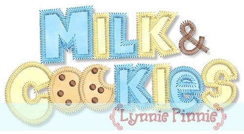 Milk & Cookies Wording Fill + Applique 4x4 5x7