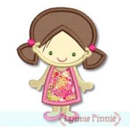 Cute Girl in A-Line Dress Applique 4x4 5x7