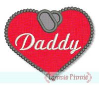 Dogs Tags Heart Applique - Daddy 4x4 5x7 6x10