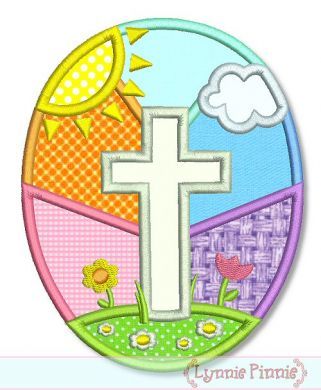 Easter Egg with Cross Applique 4x4 5x7 6x10