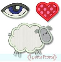 Eye Love Ewe (I Love You) Applique 4x4 5x7 6x10