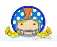 Football Helmet Girl Applique 4x4 5x7 6x10 SVG