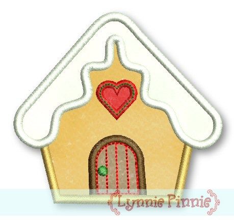 Applique Gingerbread House 4x4 5x7 6x10