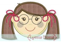 Little Faces - Girl 1 with Glasses Applique 4x4 5x7 6x10