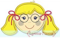 Little Faces - Girl 2 with Glasses Applique 4x4 5x7 6x10