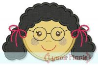 Little Faces - Girl 3 with Glasses Applique 4x4 5x7 6x10