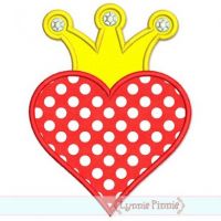 Heart with Crown Applique 4x4 5x7 6x10 7x11 SVG