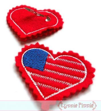 Heart Flag Felt Clippies Design 4x4