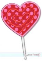 Swirly Heart Lollipop Applique 4x4 5x7 6x10
