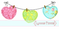 Simple Hearts on a Clothesline 4x4 5x7 6x10 7x11 SVG