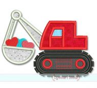 Digger with Hearts Applique 4x4 5x7 6x10 SVG