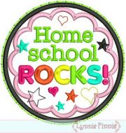 Home School Rocks Applique Circle Scallop 4x4 5x7 6x10