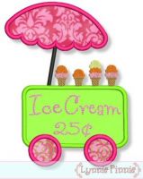 Ice Cream Cart Applique 4x4 5x7 6x10