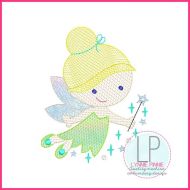 Fairy Princess (optional mylar) ColorWork Sketch Machine Embroidery Design File 4x4 5x7