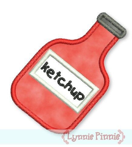 Ketchup Bottle Applique 4x4 5x7