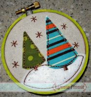 Trees & Snow Applique for Little Hoops Ornament 4x4 5x7