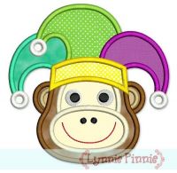Mardi Gras Monkey Face Applique 4x4 5x7 6x10