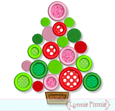 Polka Dot Christmas Tree Applique 4x4 5x7 6x10 7x11
