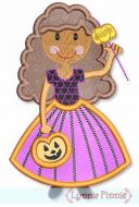 Princess Pumpkin Applique with Curly Hair 4x4 5x7