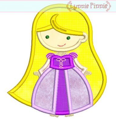 Cutie Princess as Rapunzel Applique (2) 4x4 5x7 6x10 SVG