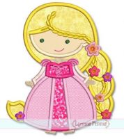 Cutie Princess as Rapunzel with Braid Applique 4x4 5x7 6x10 SVG