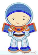 Little Cutie Space Explorer Boy Applique 4x4 5x7 6x10 SVG