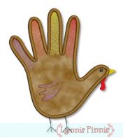 Hand Turkey Applique 4x4 5x7 6x10