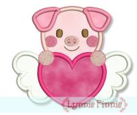 Sweetheart Valentine Pig Applique 4x4 5x7