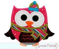 Christmas Winter Owl Applique 4x4 5x7 6x10