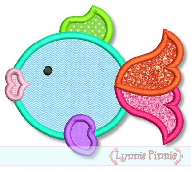 Colorful Fish Applique 4x4 5x7 6x10 - Lynnie Pinnie.com Instant ...